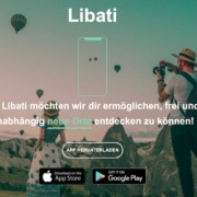 Zwei Menschen in der Natur, die Heißluftballons fotografieren. Text: Libati. Mit Libati möchten wir dir ermöglichen, frei und unabhängig neue Orte entdecken zu können!
