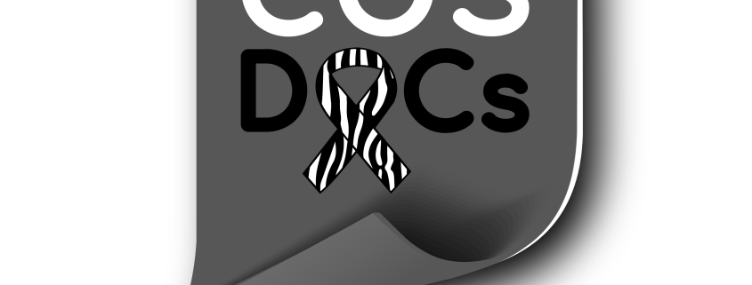 EDS Docs Logo: Eine schwarze Fahne mit dem Text: EDS Docs. Das "O" ist eine Awareness Schleife mit Zebraprint.